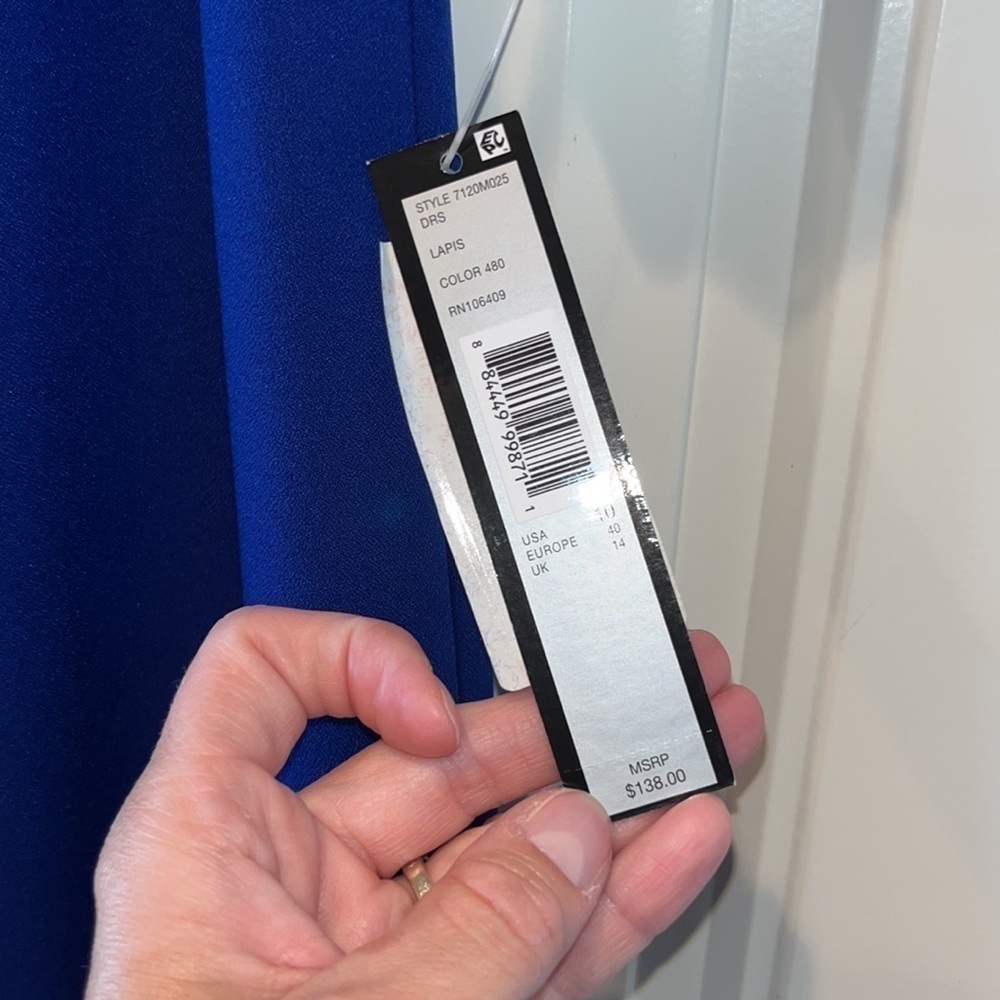 Beautiful lapis blue Tahari ASL dress lace details size 10 NWT - Picture 4 of 10